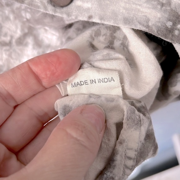 NAMAI 100% Cotton Long Sleeve Button Down Short Brown Beige Made In India M - Picture 7 of 7